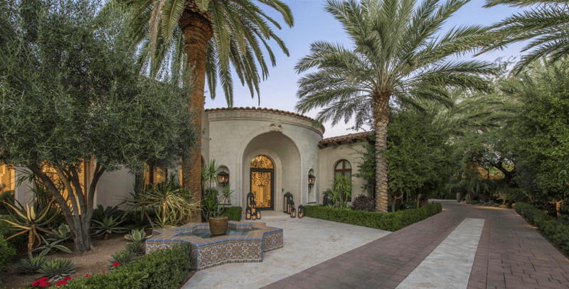 Mediterranean style luxury home landscape