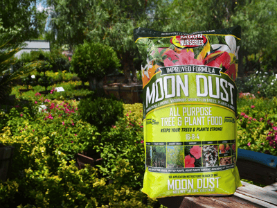 Moon Dust™ all-purpose fertilizer for sale at Moon Valley Nurseries