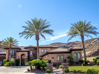 Luxury Las Vegas Home with resort style date palms in front yard