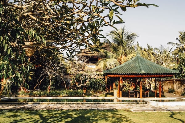 backyard, gazebo, pool, outdoor furniture